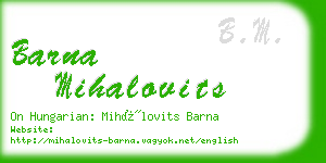 barna mihalovits business card